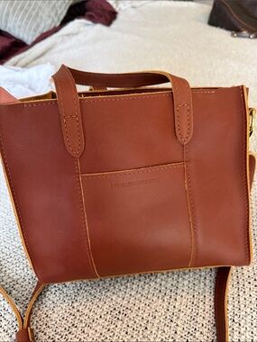 Brown Leather Tote Crossbody Bag